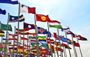 The unfurling of the flag of each country